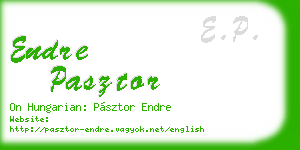 endre pasztor business card